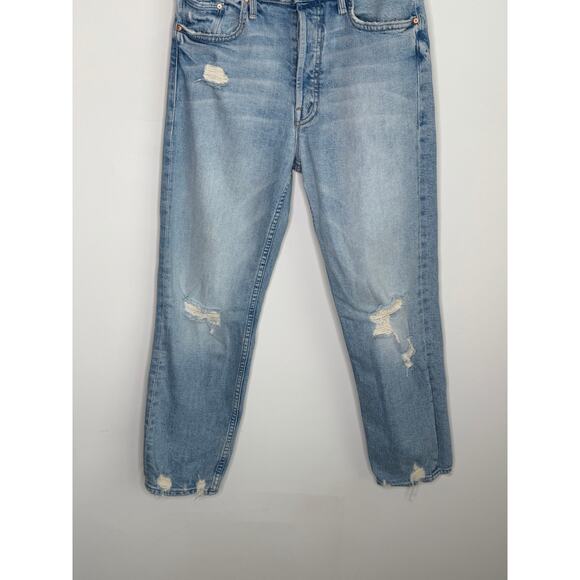 Mother The Tomcat High Waisted Distressed Denim Straight Jeans The Confession 27 - Picture 4 of 13
